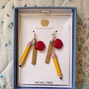 True to Form Red and Yellow Pencil Earrings